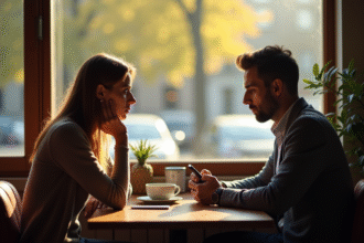 Femme déçue lors d'une discussion au café