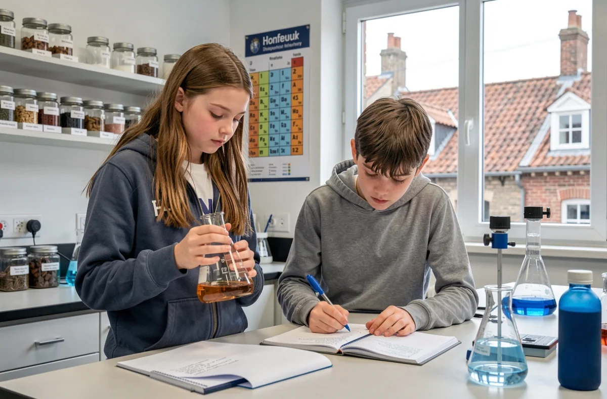 Collégiens en travaux pratiques de sciences au Collège Notre-Dame-Saint-Joseph de Honfleur