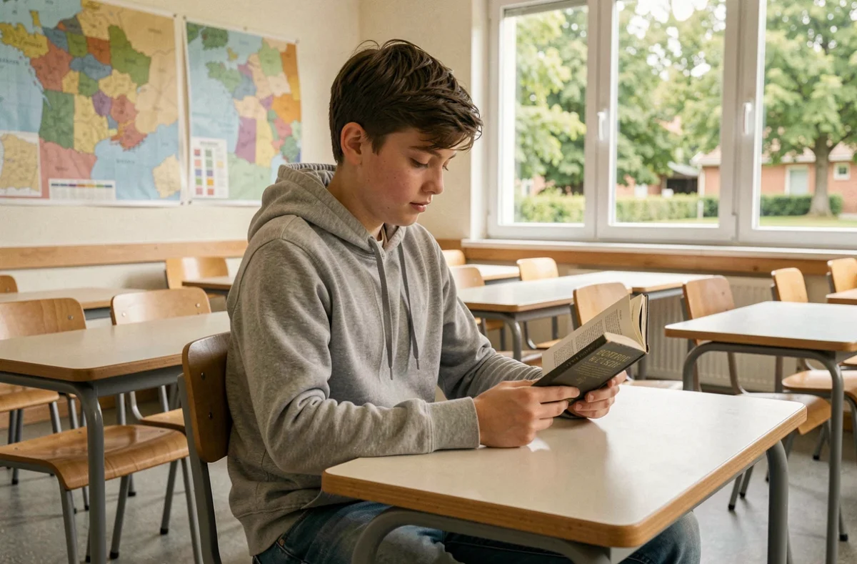 Collégien en cours d'histoire au Collège Saint-Paul de Caen, établissement privé catholique