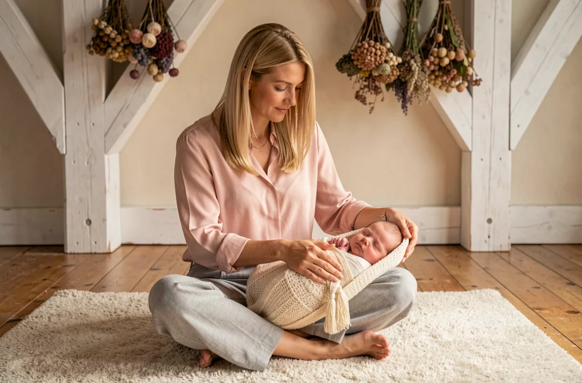 Laetitia Eddy photographe naissance dans un studio rustique chic du Nord de la France