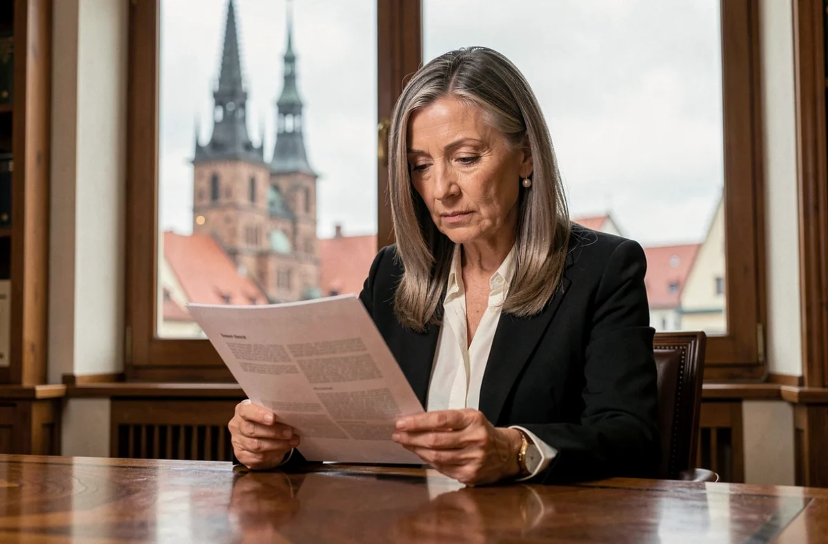Maître Delphine Bloch, avocate au barreau de Strasbourg, à son bureau avec vue sur la cathédrale
