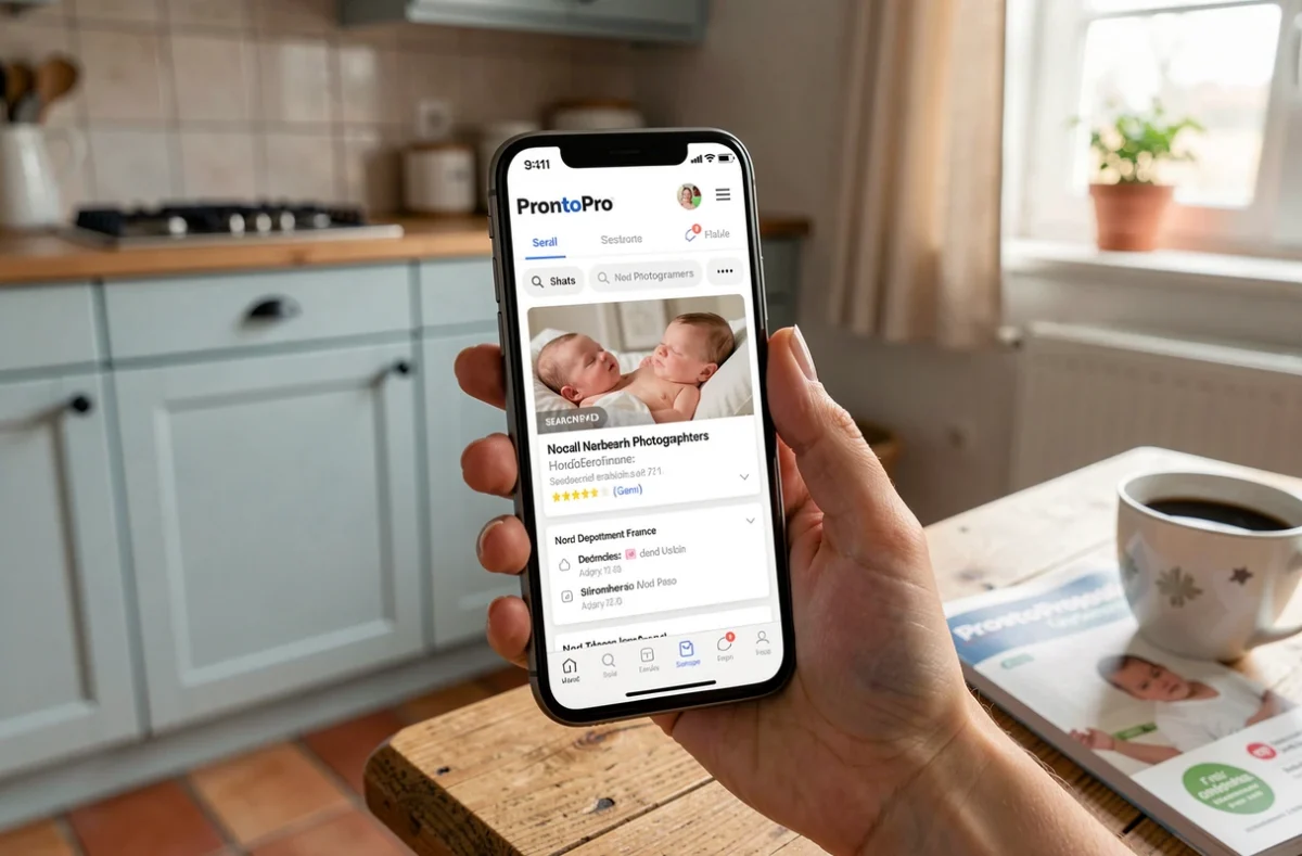 ProntoPro annuaire de photographes naissance dans le Nord consulté sur smartphone